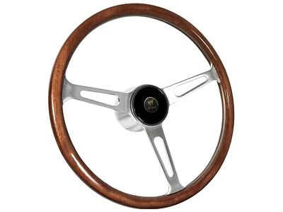 1966-74 Ford Bronco 15" Real Walnut Wood Grip Non Riveted Steering Wheel, Deluxe - Image 1 of 4