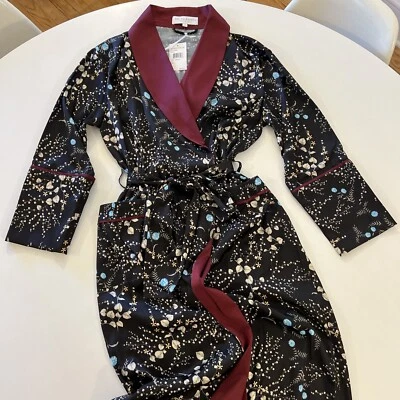 BED TO BRUNCH for Nordstrom READY TO WEAR Black Botanical Robe Small S NEW - Image 1 of 4