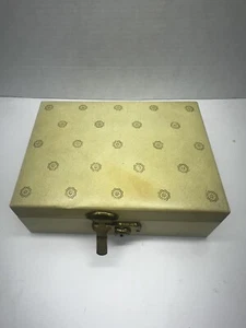Vintage Mele 2-stufiges Schmuckkästchen mit Schlüssel 8x6x3 Samt/Satin gefüttert - Bild 1 von 8