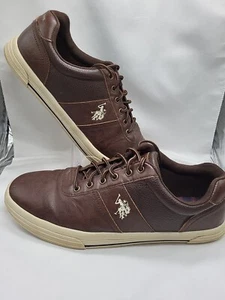 U.S. Polo Assn Helm Sneakers Mens Size 11M. Brown Leather Excellent Condition - Picture 1 of 18