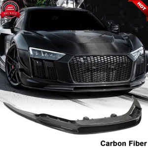 For Audi R8 V10 Gen 2 2016-19 DRY CARBON FIBER Front Bumper Lip Spoiler Body Kit - Picture 1 of 11