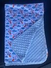 Simple Being Soft Minky Baby Blanket Dotted lovey Rocket ship Blue A54
