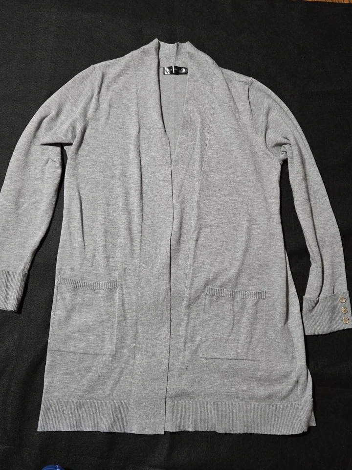 Suéter Verve Ami Mujer Pequeño Gris Frente Abierto Chal Cuello Neutro Acogedor Foto 1 de 4