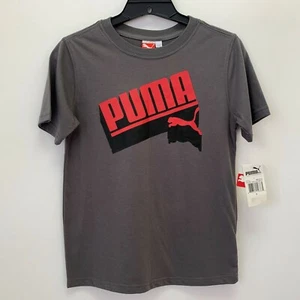 Puma Sport Lifestyle Boys Shirt Small Gray Red Black NWT - Picture 1 of 5