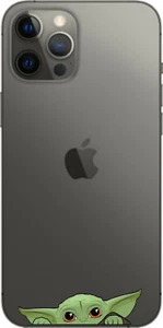 3X Peeking Baby Yoda Mandalorian Anti-Scratch Sticker 2.1x0.5" for Apple iPhone - Picture 1 of 2