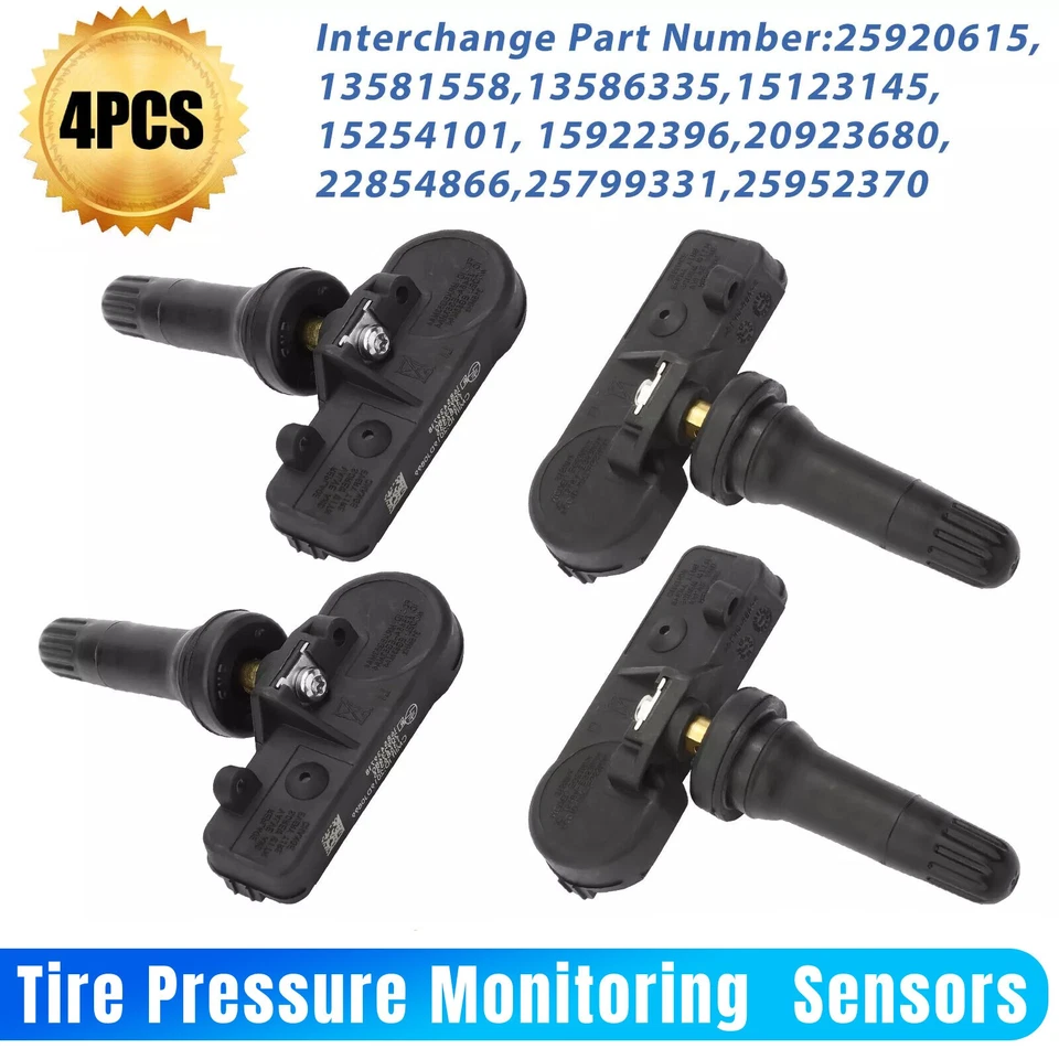 4x Sensores de monitoreo de presión de neumáticos TPMS para Chevy GMC 20923680 13586335 Foto 1 de 4
