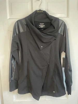 Elegante Elegante Elegante Nuevo con Etiquetas Negro Tahari Deportivo Suéter Blazer Chaqueta Cuero Sintético Talla S Foto 1 de 4