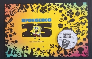 2024 Tuvalu 25th Anniversary Spongebob Squarepants 1oz Silver (.999) $1 UNC Coin - Picture 1 of 3
