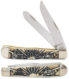 CASE XX KNIVES AMERICAN FARMER 3D SCULPTED BONE TRAPPER 6254 SS (1067603) POCKET - Picture 1 of 2