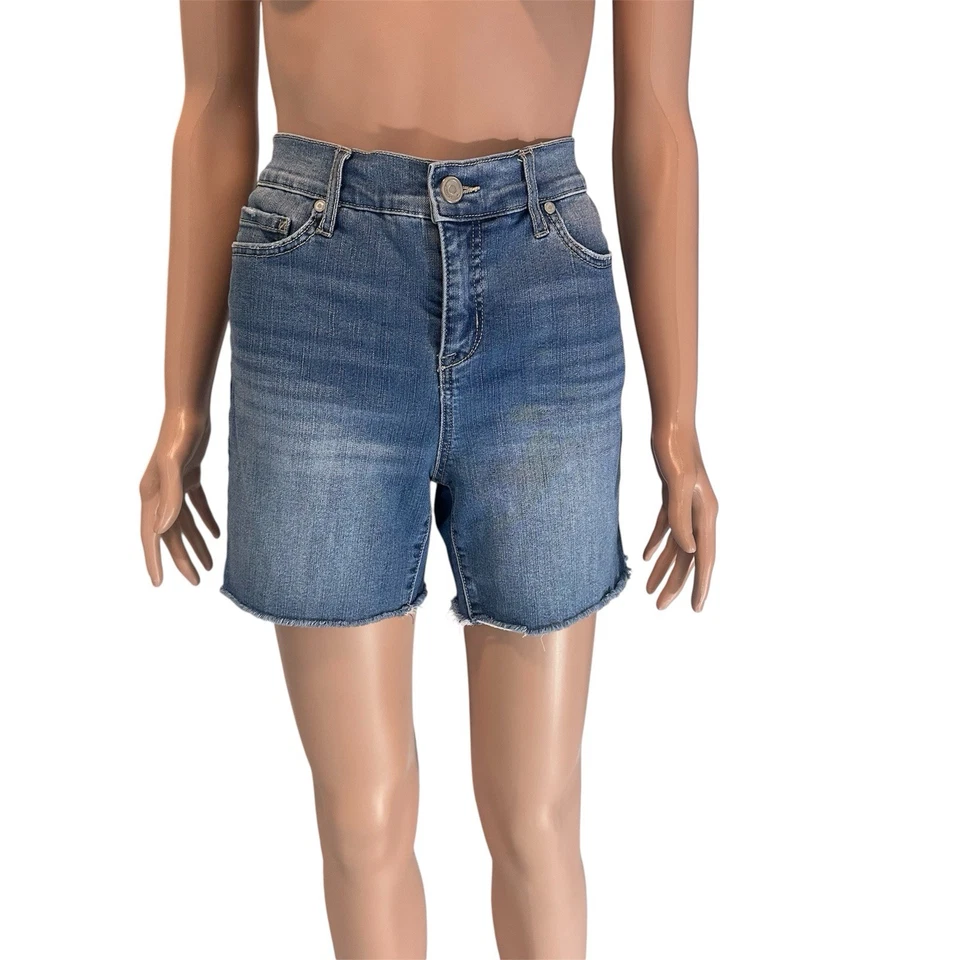 Code Bleu Chelsea Women’s Denim Shorts Size 4 Blue High Rise Frayed Hem Jean - Image 1 of 4