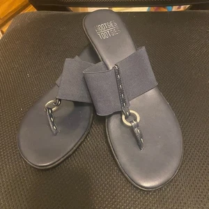 Mootsies Tootsies Mozena 7.5 Black Comfort T-Strap Sandals Wedge Slide - Picture 1 of 7