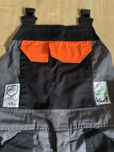 Schnittschutzhose Latzhose Forst Gr. M 48/50 Grau/Orange - Bild 1 von 4