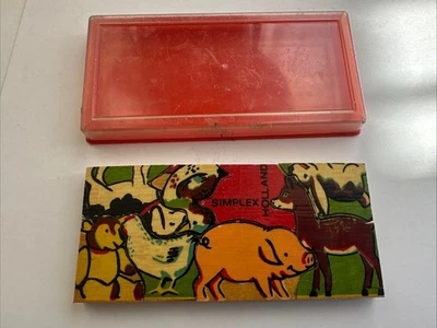 Vintage Simplex Holland Miniature Wooden Puzzle Pig Chicken Dog Duck in Case - Image 1 of 4