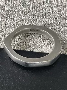 VINTAGE GUCCI STERLING SILVER HEXAGON RING SIZE O 1/2 TOM FORD ERA - Picture 1 of 8