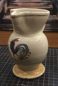 Vintage Glazed Earthenware Jug Rooster Water Pitcher Ceramic - Picture 1 of 2