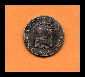 Venezuela Coin 12.5 12 1/2 Centimos 0,125 Bolivares " Locha " Bs 1946 Y#30a - Picture 1 of 2