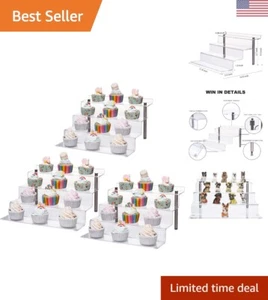 Multi-Purpose Clear 4-Step Display Riser for Collectibles & Perfumes - 3 Pack - Picture 1 of 8