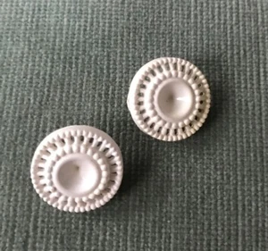  Pair of Vintage Early Plastic Cream Perforated Decorative Buttons 3/4" - Picture 1 of 4