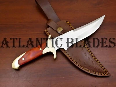 ОХОТНИЧИЙ НОЖ-БОУИ РУЧНОЙ РАБОТЫ D2 ИЗ СТАЛИ С ЛАТУННОЙ ПРОКЛАДКОЙ И ДЕРЕВЯННОЙ РУЧКОЙ - Изображение 1 из 4