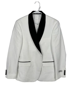 ALFANI Tuxedo Jacket Size 40S White Medallions Floral Slim Fit FLAWS - Picture 1 of 9