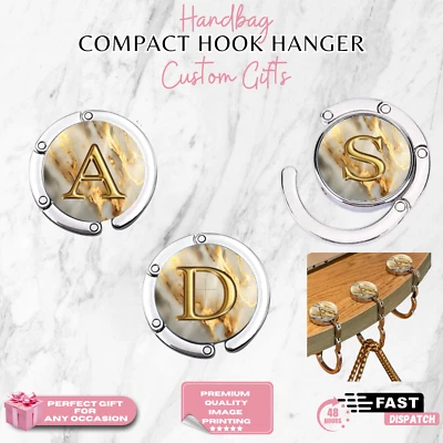 Borsa Personalizzata Pieghevole Borsetta Gancio Appendiabiti Borsa Iniziale NomeMonogramma Regalo - Immagine 1 di 2