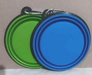Large Collapsible Dog Bowls 2 Pack Foldable Dog Travel Bowl with Carabiner (NWOB - Picture 1 of 2