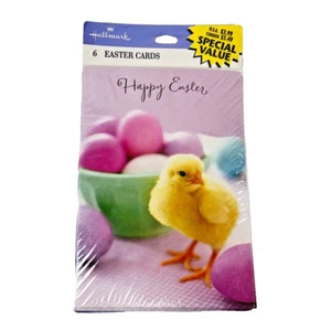 Hallmark Easter Card 6 Pack Envelopes New Chick with Dyed Eggs Sealed - Picture 1 of 5