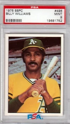 BILLY WILLIAMS 1975 SSPC #496 PSA 9 MINT - CUBS ATHLETICS - Image 1 of 2