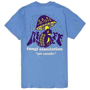 Neff Mens Fungi Association Get Outside Mushroom &  Frog Blue Shirt NWT 3XL - Picture 1 of 5