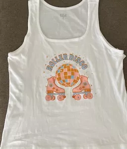 NWT Women’s Brisco Brands “Rollar Disco” Graphic Tank Size L - Picture 1 of 3