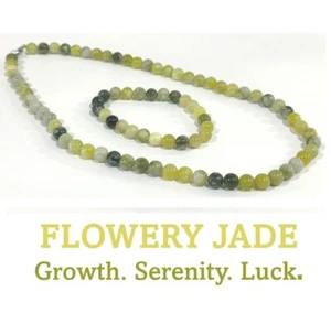 Collar de Jade Florido Pulsera Cristal Piedra Curativa Chakra Curación Pureza - Imagen 1 de 7