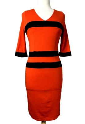 MARC JACOBS Red Black 3/4 SleeveFull Back Zipper  Dress Women's  Sz 4 - Image 1 of 4