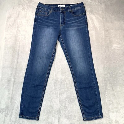 ELLEN TRACY SERENE 中腰修身九分牛仔裤女式 8 蓝色弹力牛仔中号水洗 — 第 1/4 张图片