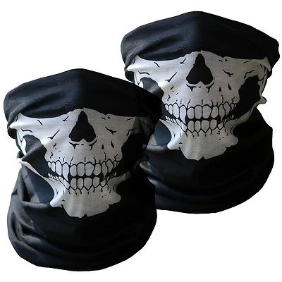 Motorcycle Half Face Skull Mask 2-Pack Riding Outdoors Cover Bandana Protect - Image 1 of 4