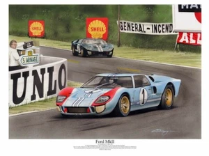 PRINT 1966 LE MANS 66 KEN MILES FORD GT40 MKII DENNY HULME CARROLL SHELBY BALE - Picture 1 of 5