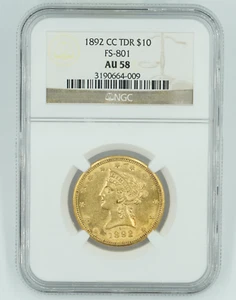 1892-CC NGC AU58 TDR FS-801 $10 Gold Liberty Eagle - Picture 1 of 3