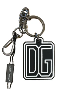 Portachiavi DOLCE & GABBANA nero bianco DG gomma logo argento portachiavi prezzo consigliato 280 usd - Foto 1 di 4