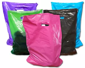Large Plastic Merchandise Bags, Pink, Teal, Blue, Lime, Purple, Black W/Handles - Picture 1 of 64