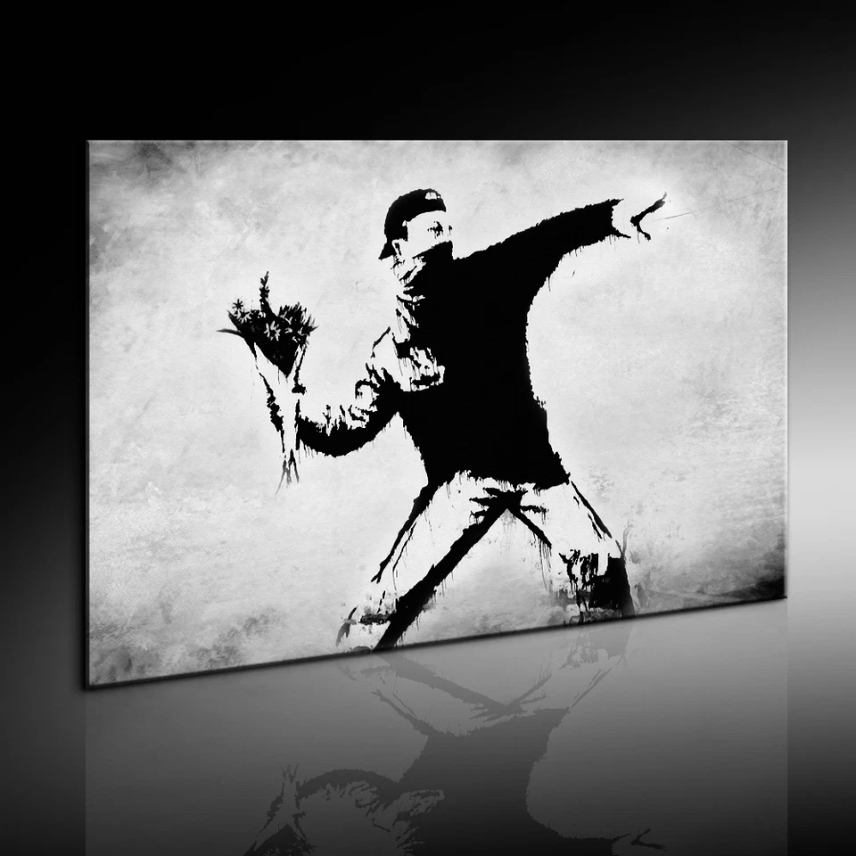 Banksy Graffiti Art flower Bild Leinwandbild Kunstdruck Wandbild Leinwanddruck  - Bild 1 von 1
