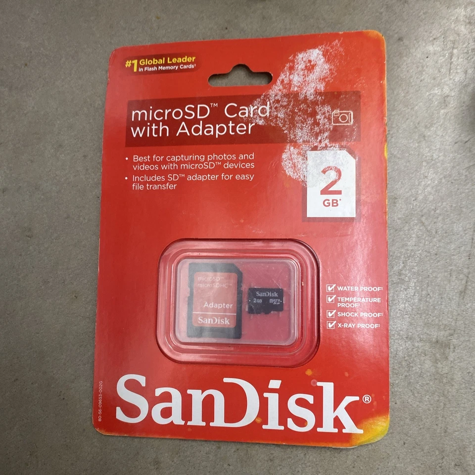 SanDisk mobile microSD card with adapter, 2GB, new old stock  - Image 1 of 1