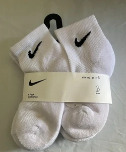 NIKE Boys Socks Ankle Cushioned School Kids 6 Pair Shoe Size 10C-3Y White - Picture 1 of 2