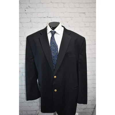 Jos A Bank Blazer Wool Sportscoat Jacket Mens Size 54 Reg Navy Blue Gold Buttons - Image 1 of 4