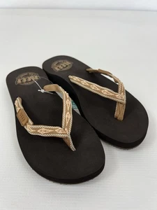 WOMEN'S REEF BROWN/PEACH GINGER BEACH POOL FLIP FLOP SANDALS SIZE 5 NWT - Picture 1 of 8