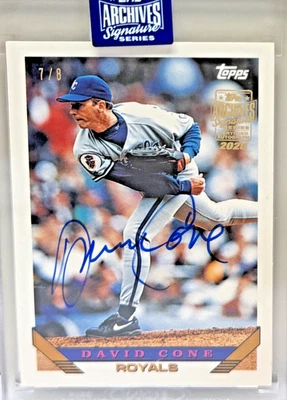 2020 Topps Archives 93 Topps #125T David Cone Auto #/8 - Image 1 of 2