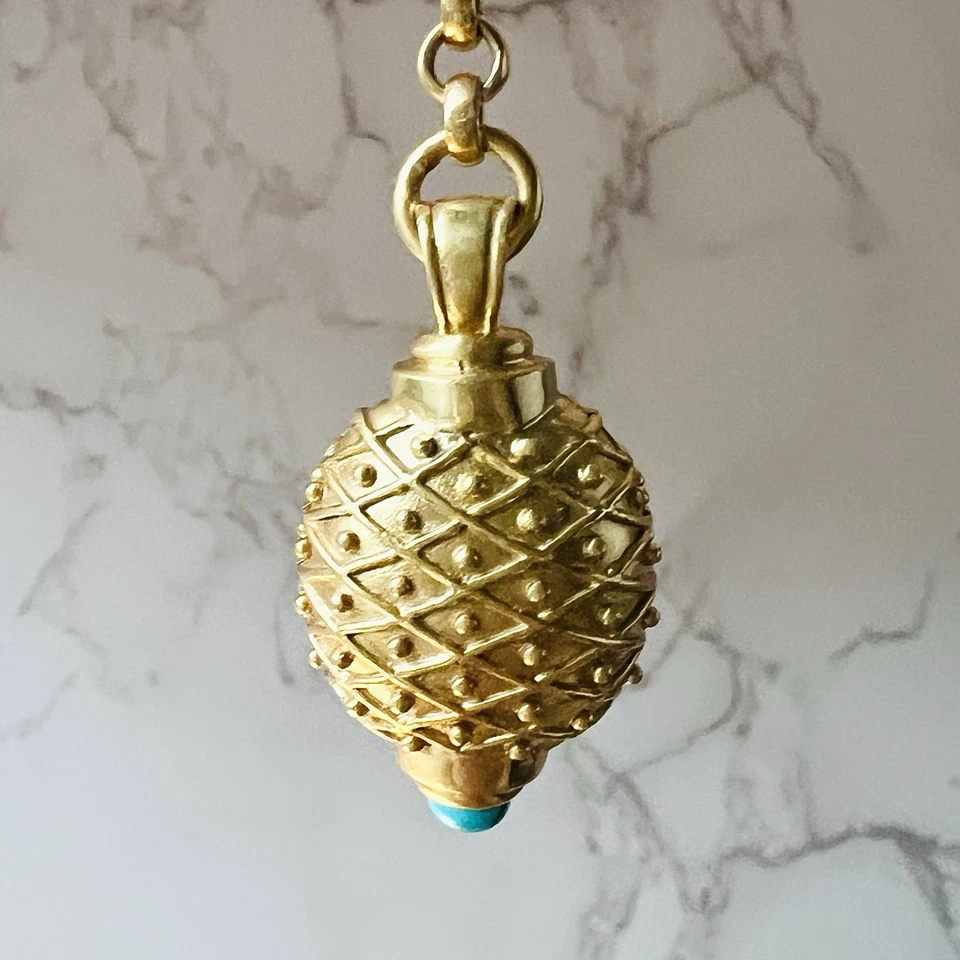 Rare Retired Julie Vos Gold-Tone Turquoise Pendant Charm Keychain Resort Coastal - Image 1 of 4