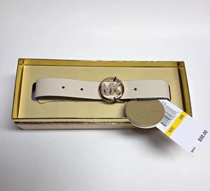 New MICHAEL KORS Womens Size Small/Medium Belt Boxed Gift Set Pave Logo Lt Cream - Picture 1 of 6