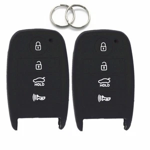 2Pcs Black Silicone for Kia Sorento Optima Rio 4 Buttons Key Case Fob Cover - Picture 1 of 6