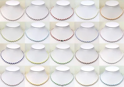 1x Kunst-Perlen /Glas Perlen Armband,Fußkettchen,Halskette 16-55 cm P.Ø 6 mm Neu - Bild 1 von 2