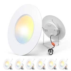 6 Pack 5/6 inch 5CCT LED Recessed Lighting, Dimmable, 11W=100W, 1100LM, 2700K... - Picture 1 of 6