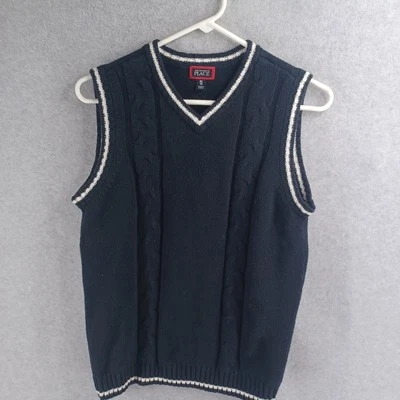 Chaleco The Childrens Place Clásico Tejido con Cable XL 14 Azul Preppy Pullover Cuello en V Foto 1 de 4